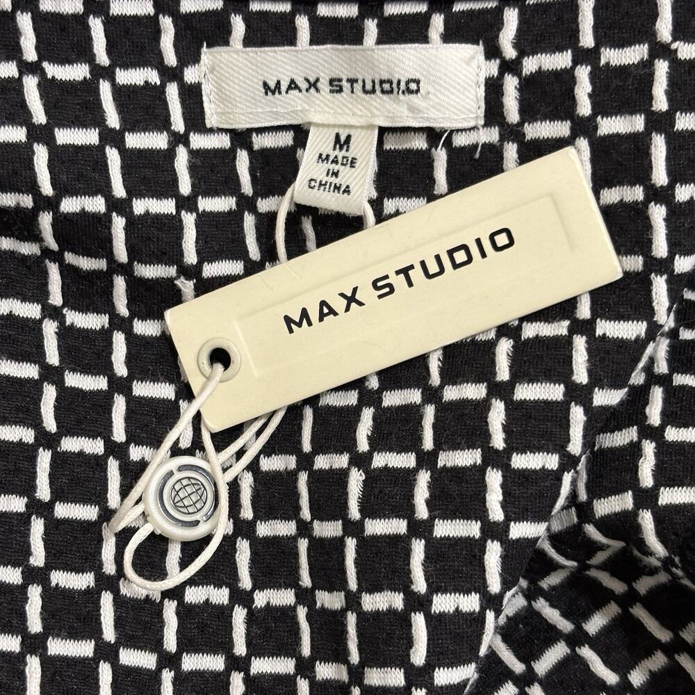 Max Studio Black Check Cotton Knit Sleeveless Sheath Dress $118 Retro NWT Size M - Picture 6 of 7
